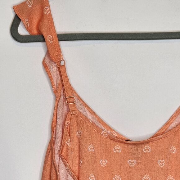 3X 22W 24W Torrid Washable Crinkle Guaze Ruffle Strap Tank Orange Ditsy Floral p - Picture 4 of 8